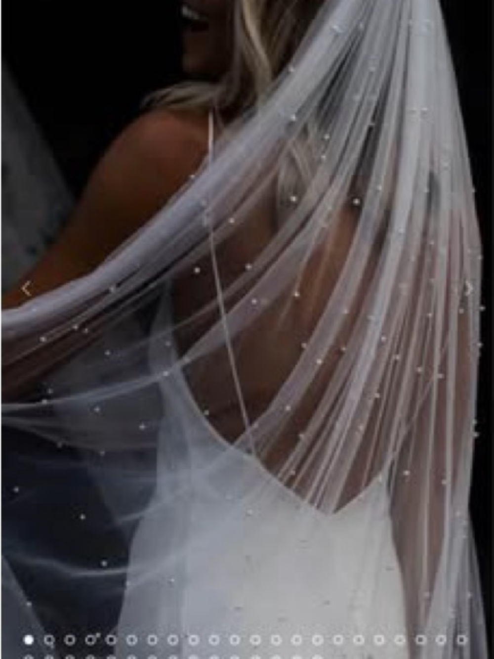 Grace Loves Lace Sheer Pearl-Embellished Bridal Veil in White